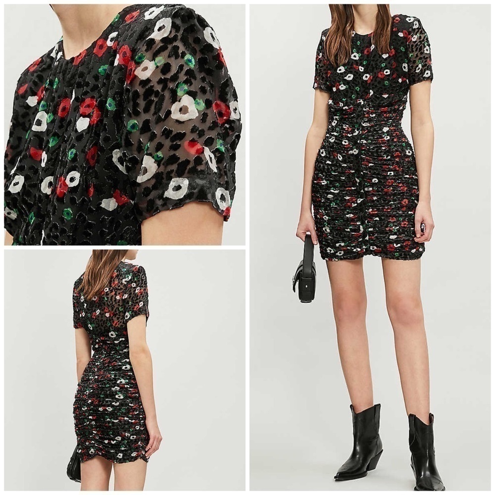 NWT THE KOOPLES Floral Velvet Burnout Naive Dress​​​​​​
